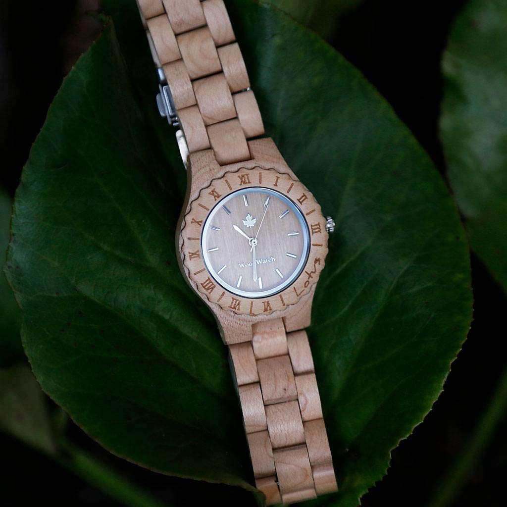 WoodWatch Lotus Maple Drewniany zegarek damski na rękę, drewniany zegarek na rękę, jakość premium, drewniany zegarek dla kobiet, produkt przyjazny dla środowiska, 1 drzewo na każdy zegarek,