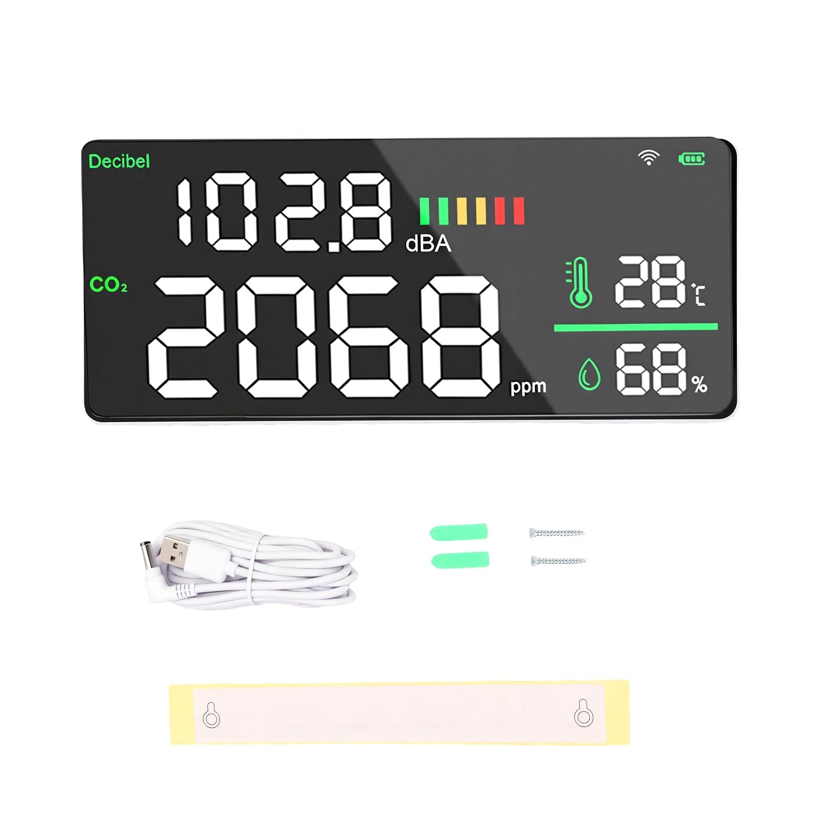 Generic Medidor de Decibelios Digital Inteligente con Detección de CO2 y Monitoreo Ambiental para Oficina en Casa WiFi 2.4G