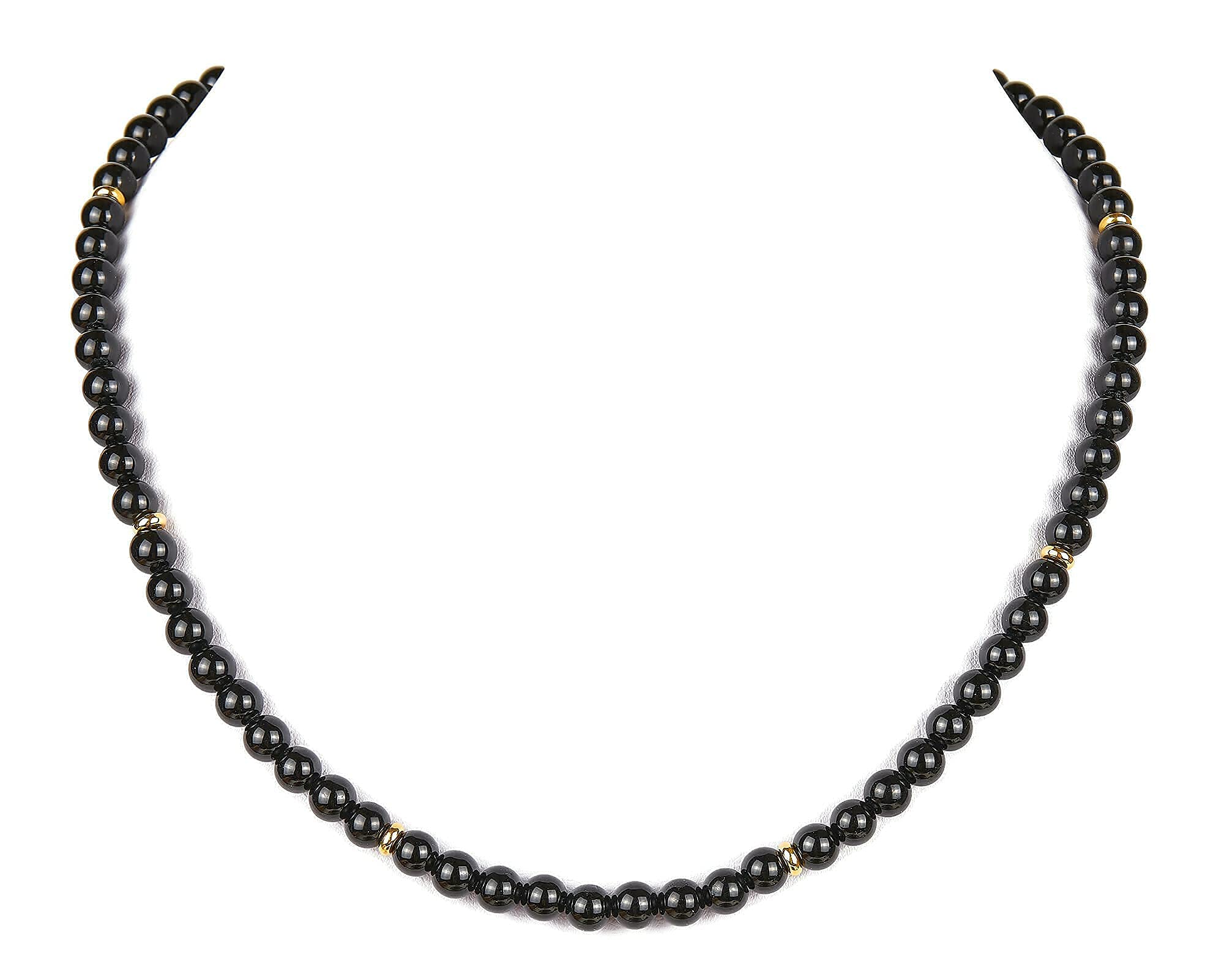 Turmalin Kette schwarz - Schörl Halskette - 925 Silber vergoldet - Steinkette
