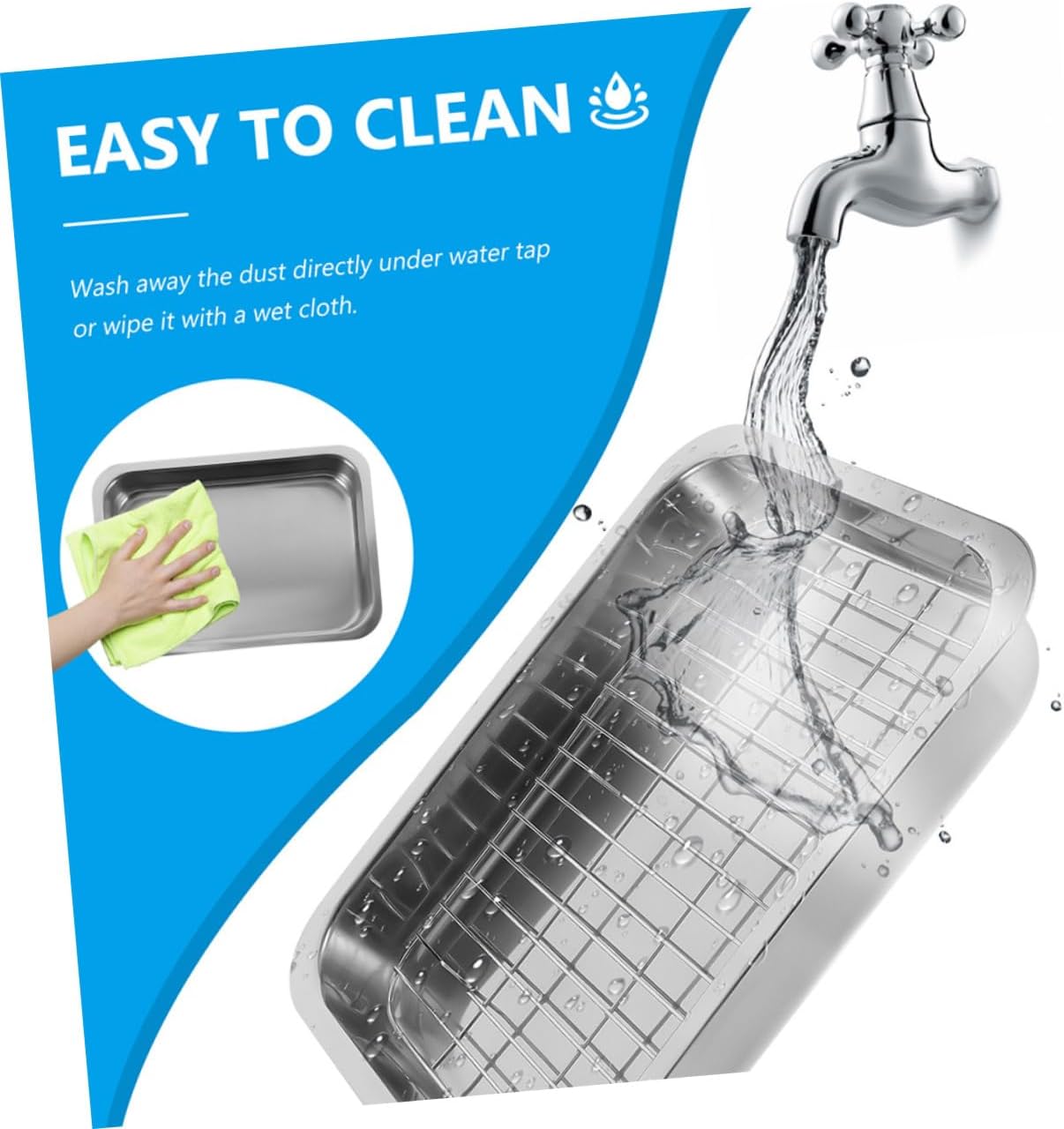 Unomor Sturdy Stainless Steel Rectangular Baking Pan Tray Rack Ovenware Tray Baking Dish Easy to Clean and Store