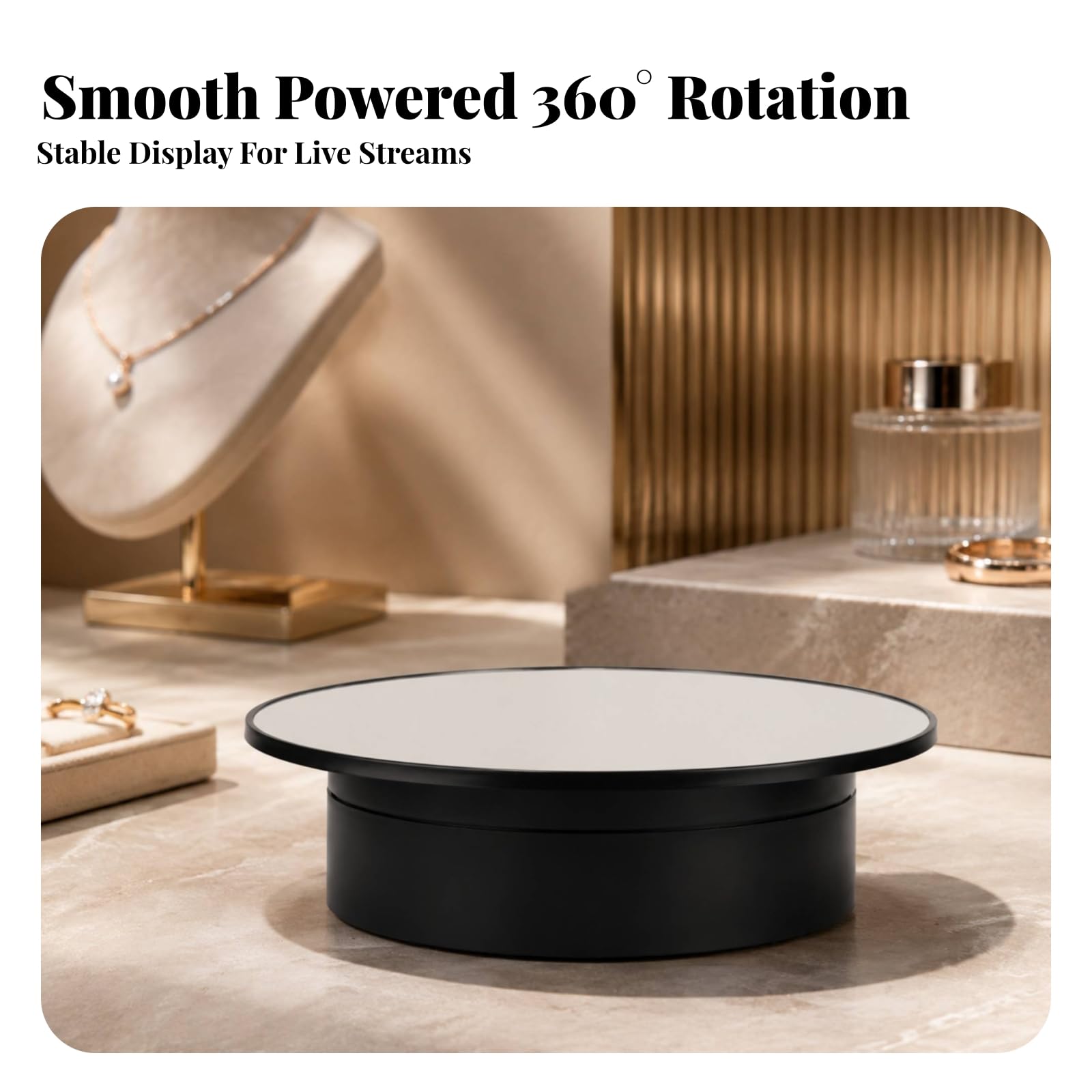 Base Girevole Elettrica Silenzioso, Bianco A Specchio Da 20 Cm
