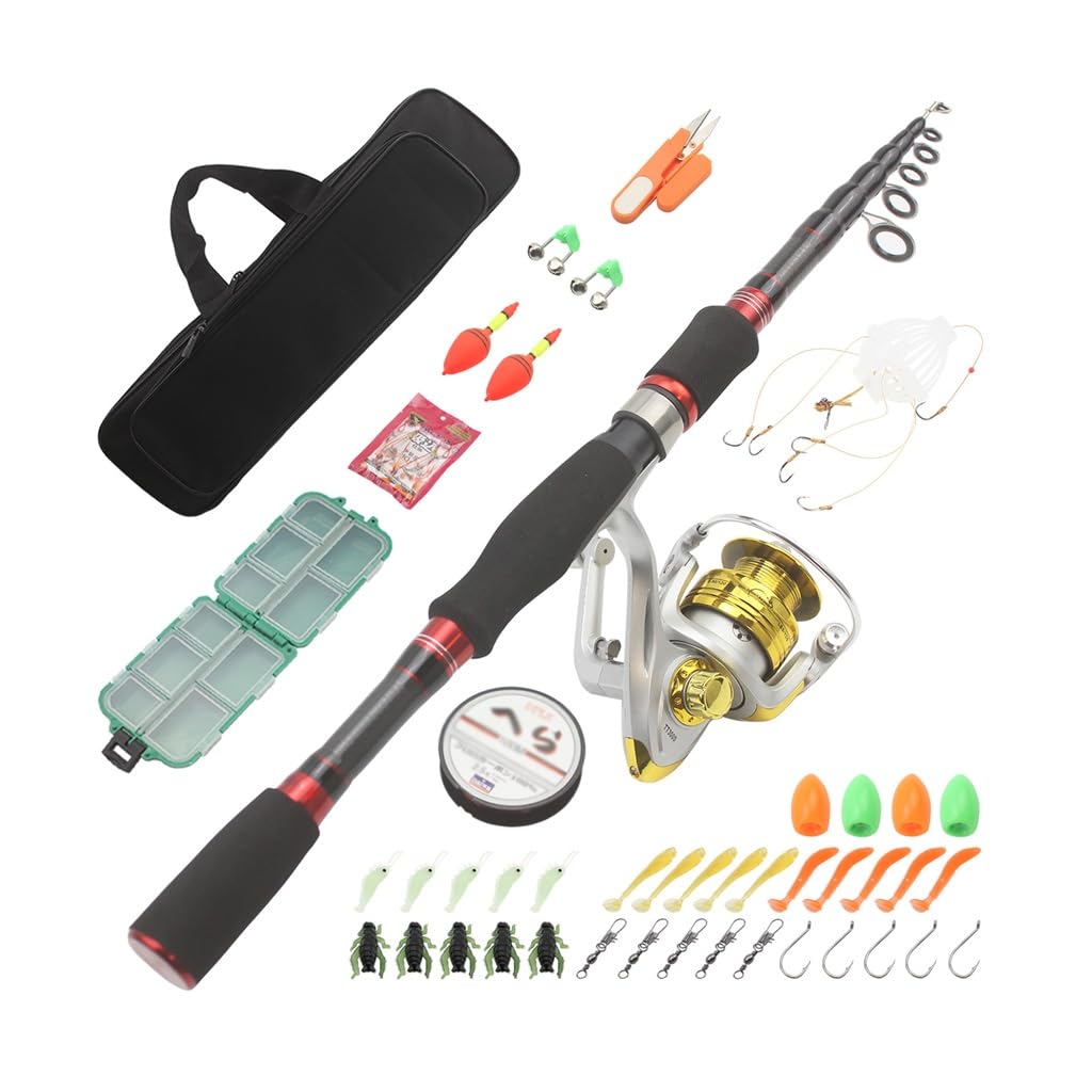 Équipement de pêche en carbone rétractable et ultra compact 47cm