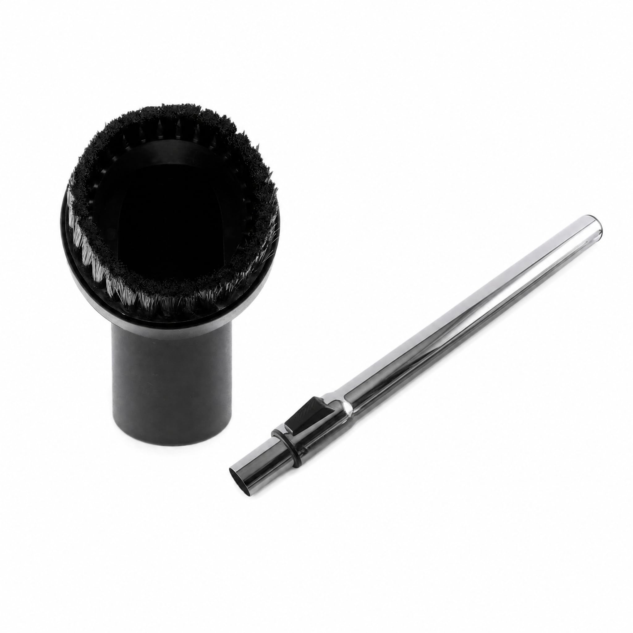 Gralara Brosse Ronde pour Aspirateur de 32 Mm, Brosse à Poussière Courte, Tube Télescopique Réglable de 25 Mm, Tuyau D'extension en Acier Inoxydable pour