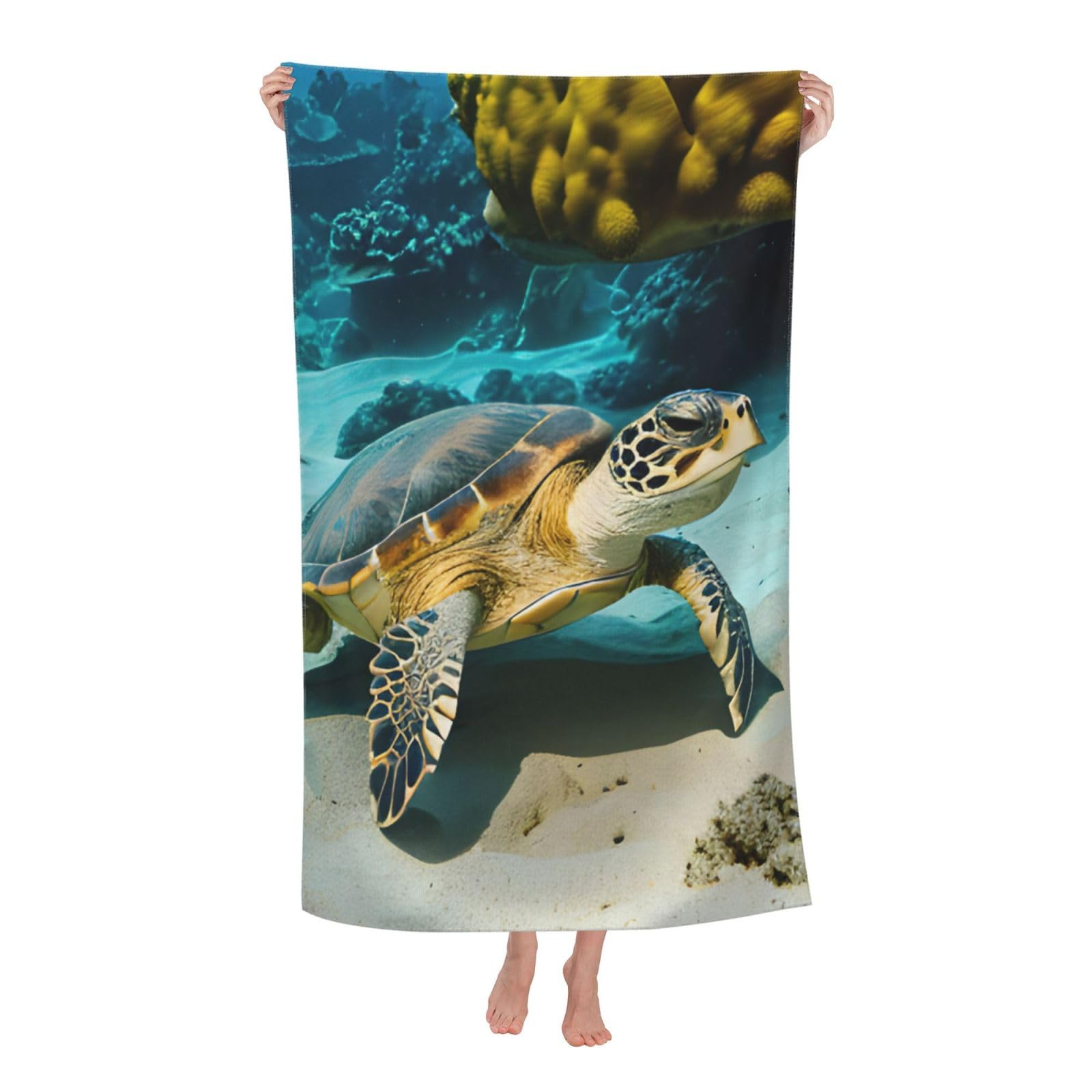 NImongt Sea Turtle Print Oversized Adult Beach Towel For Travel Weekend Getaways Festivals Camping Trips