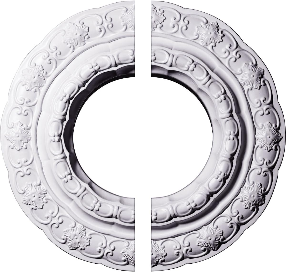 Ekena Millwork CM15LI2 15 3/8"OD x 7"ID x 1"P Lisbon Ceiling Medallion, Fits Canopies up to 7", 2 Piece