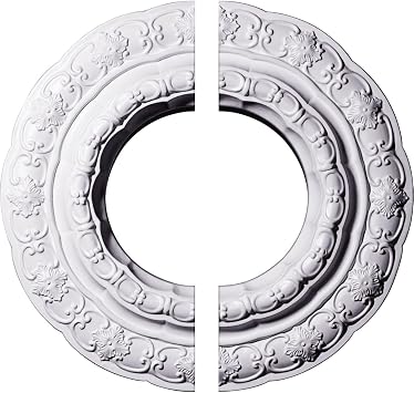 Ekena Millwork CM15LI2 15 3/8"OD x 7"ID x 1"P Lisbon Ceiling Medallion, Fits Canopies up to 7", 2 Piece