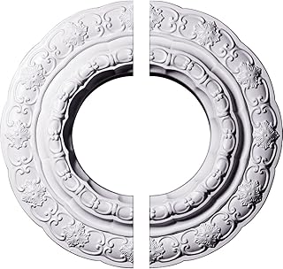Ekena Millwork CM15LI2 15 3/8"OD x 7"ID x 1"P Lisbon Ceiling Medallion, Fits Canopies up to 7", 2 Piece