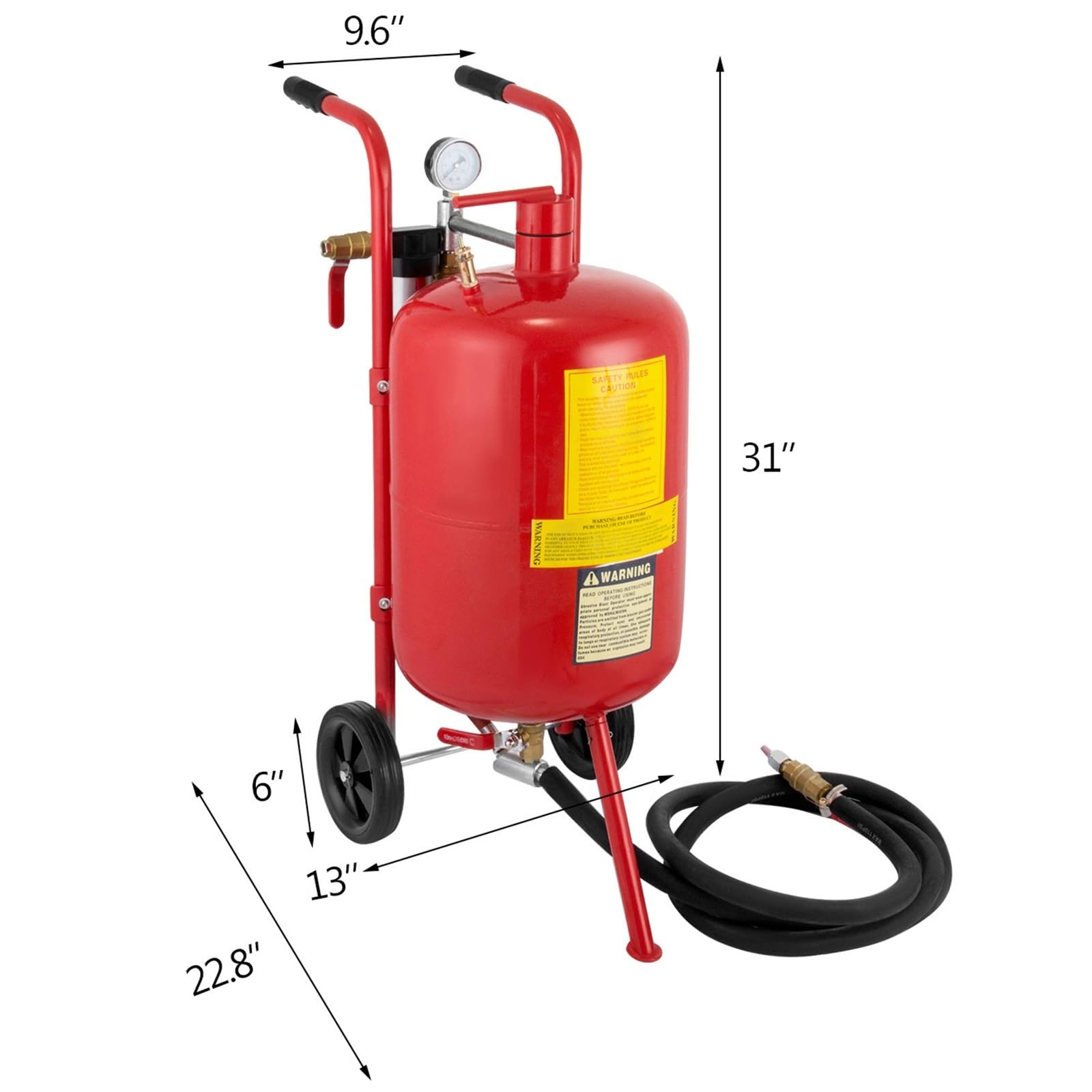 Sand Blaster 10Gal Pot Sandblaster 125 Psi Kompletny zestaw do piaskowania ciśnieniowego do specjalnej obróbki powierzchni materiału(40L Red)