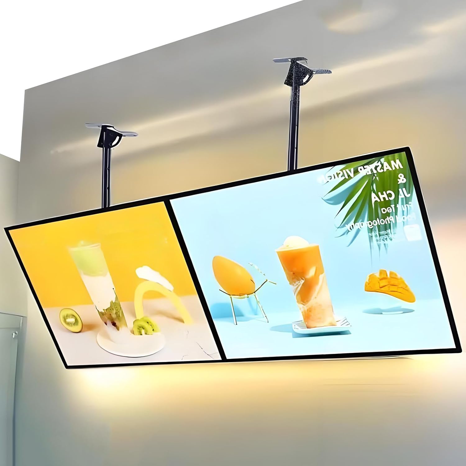 LED Menu Board Display,Landscape, Portrait & Multi-screen,Extendable Height, Rotatable & Tiltable,Ultra-Thin,LED Light Box for Menu Board Restaurant Fast Food Display 2pcs-400 * 600mm