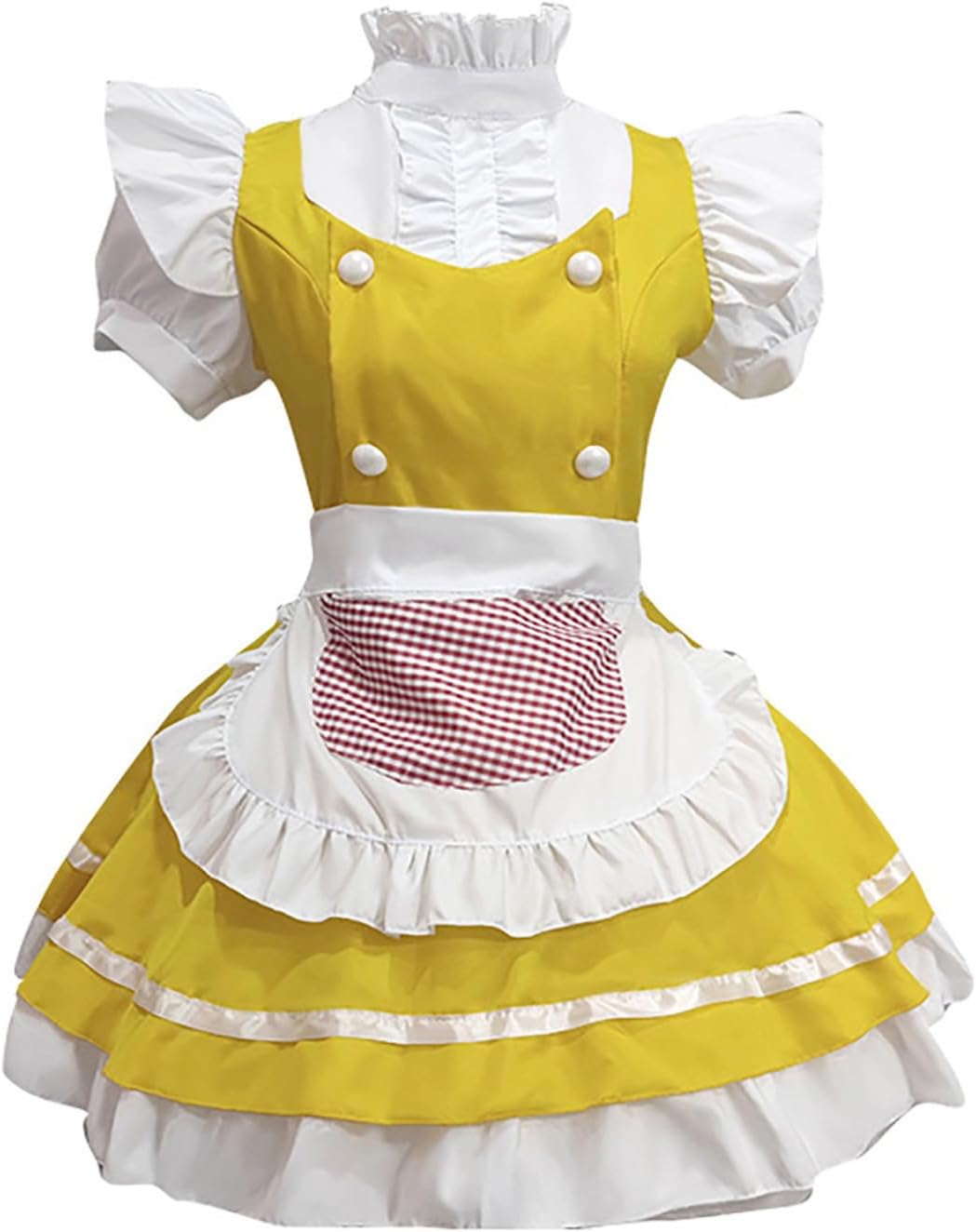 LIUguoo Women Anime Lolita French Maid Dress Cosplay Costume With Lace Apron Headwear