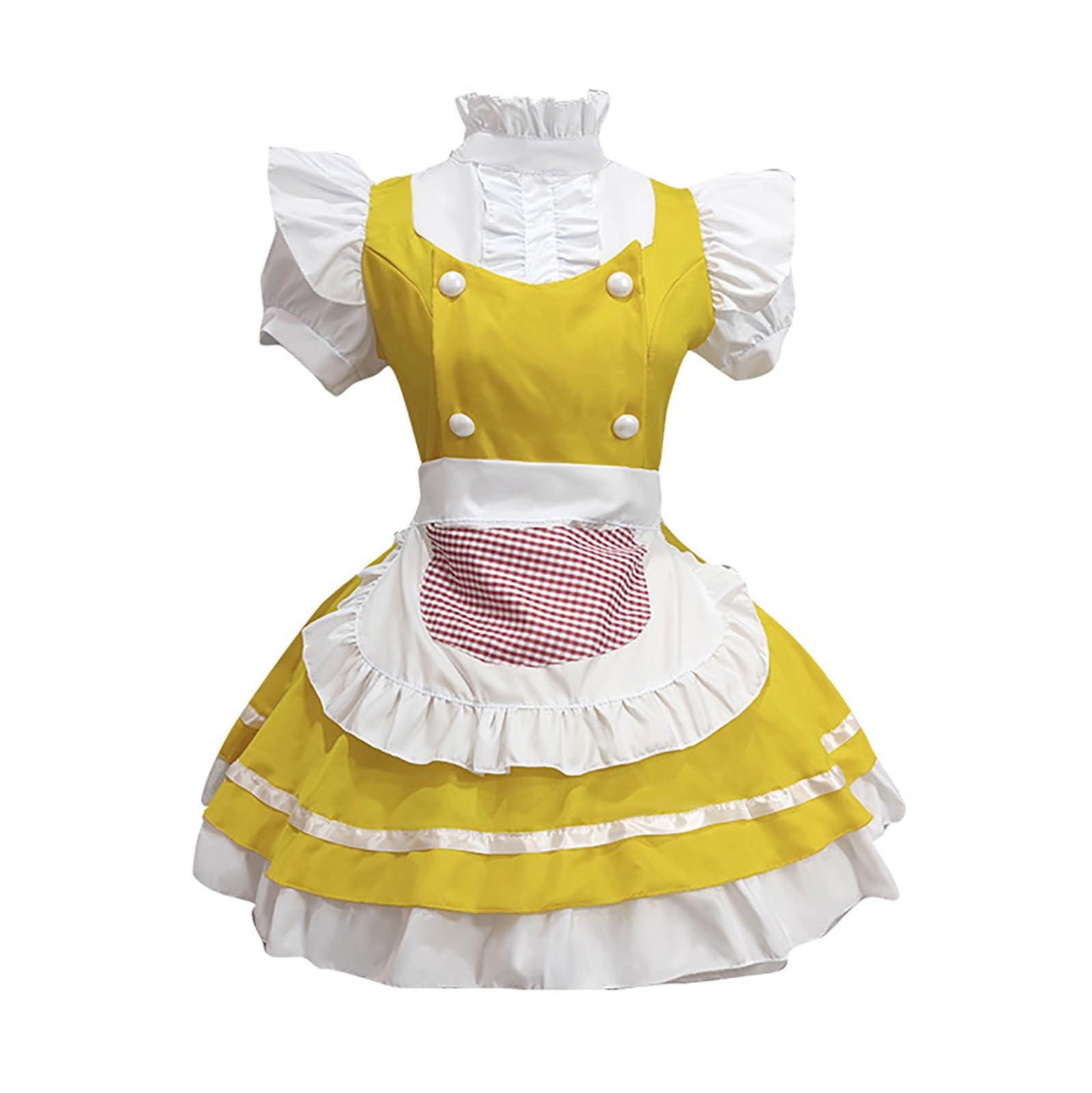 GULASISI Women Cute French Maid Costume Anime Cosplay Halloween Garment Cute Cottagecore Princess Dress Ren Fair Acting Clothes