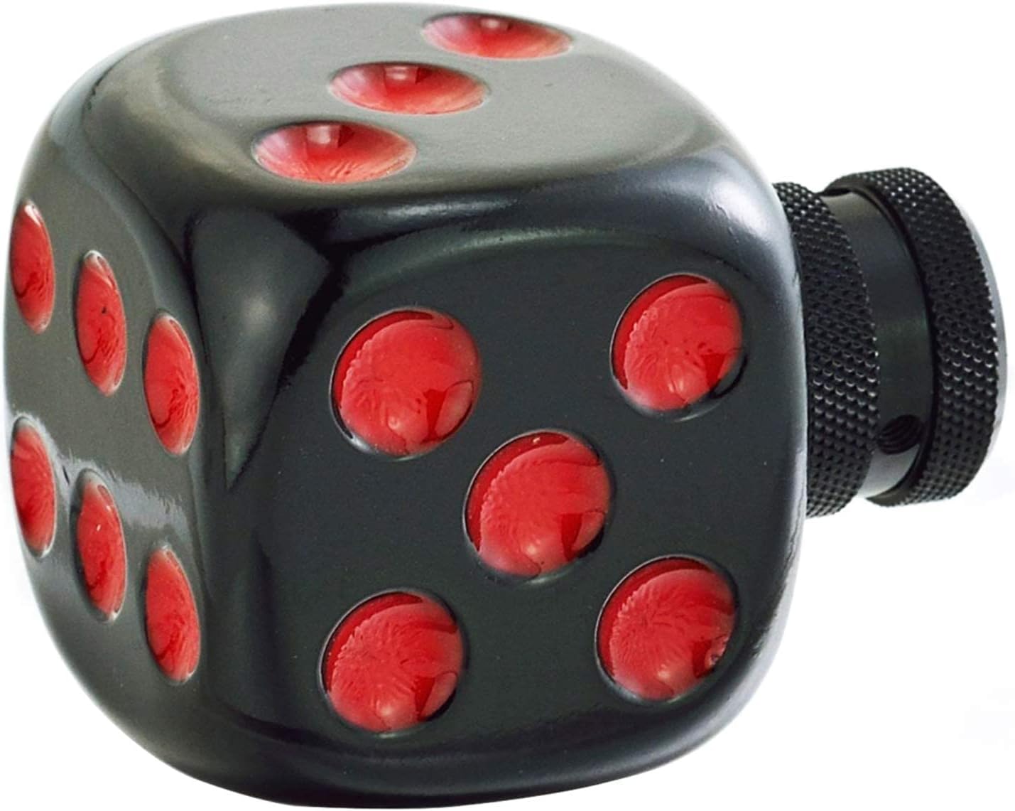 Lunsom Shifter Stick Knob, Dice Shape Shift Head Resin Shifting Lever Handle Car Transmission Fit Most Automatic Manual Vehicle (Black&Red)