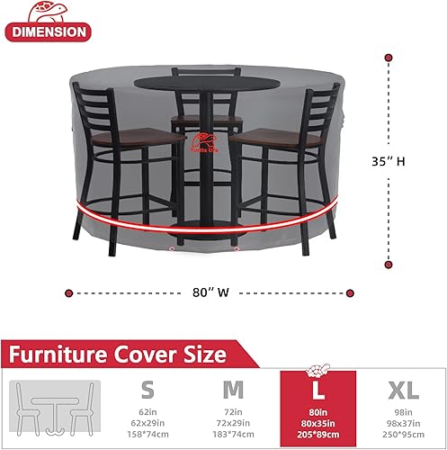 Miniatura 2 de Turtle Life Juego de muebles de patio, funda redonda resistente para mesa de comedor y sillas de exterior, funda antidecoloración para muebles de
