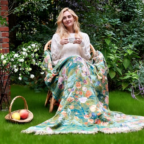 Image of LUTBM Boho Throw Blanket for Couch Chair 50 inchx60 inch, Cotton Cozy Bed Blankets