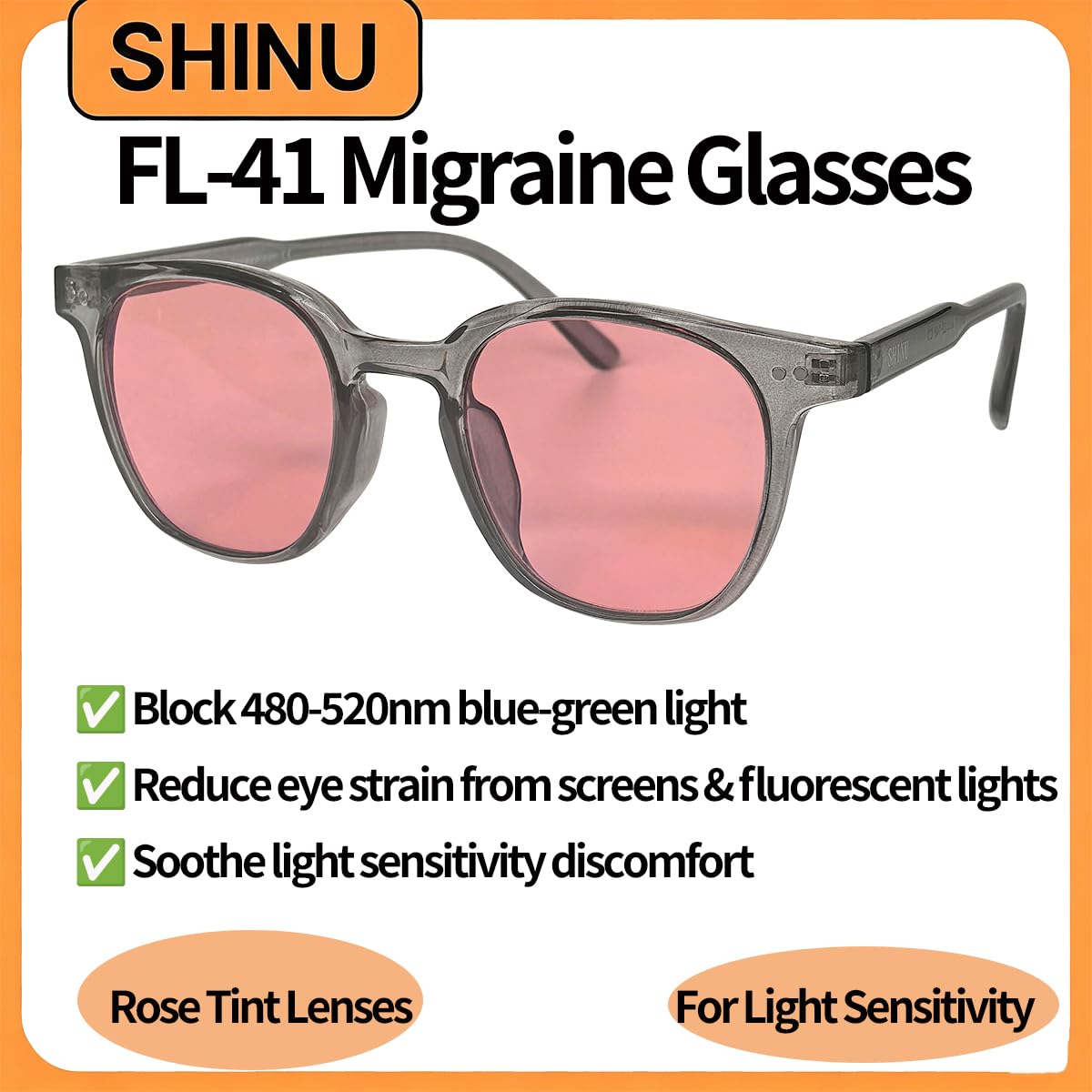 SHINU FL‑41 okulary migrenowe fotochromowe okulary przeciwsłoneczne dla
