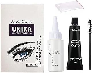 Eyebrow Dye Kit, Eyelash & Eyebrow Dye, DIY Brow Eyelash Tint Safe Formula Brown Eyebrow Tint Kit Instant Eyebrow Tint Fast & Safe Results Long Lasting Waterproof Sweatproof (Black)