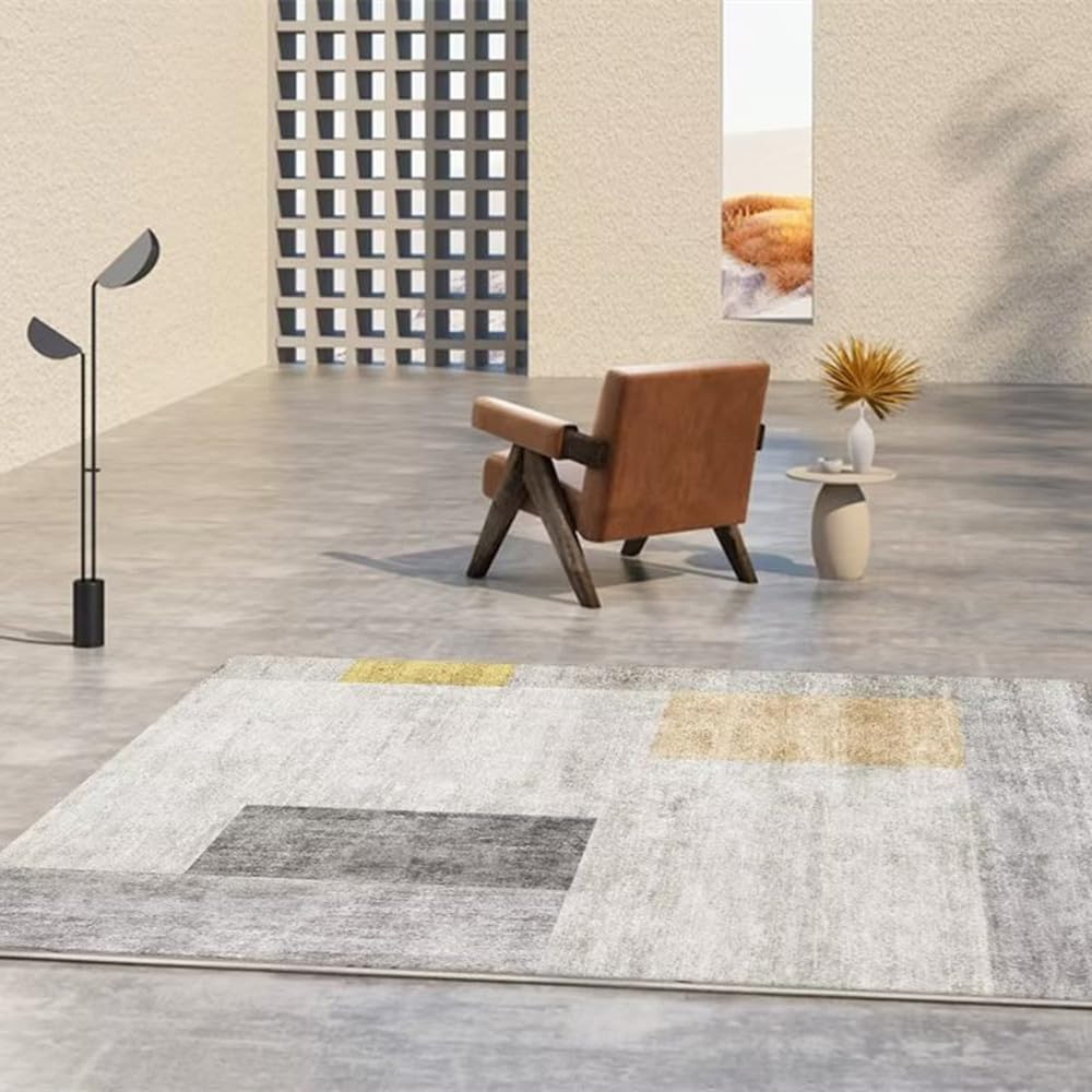 Tapis salon gris abstrait pour créer un coin canapé chaleureux