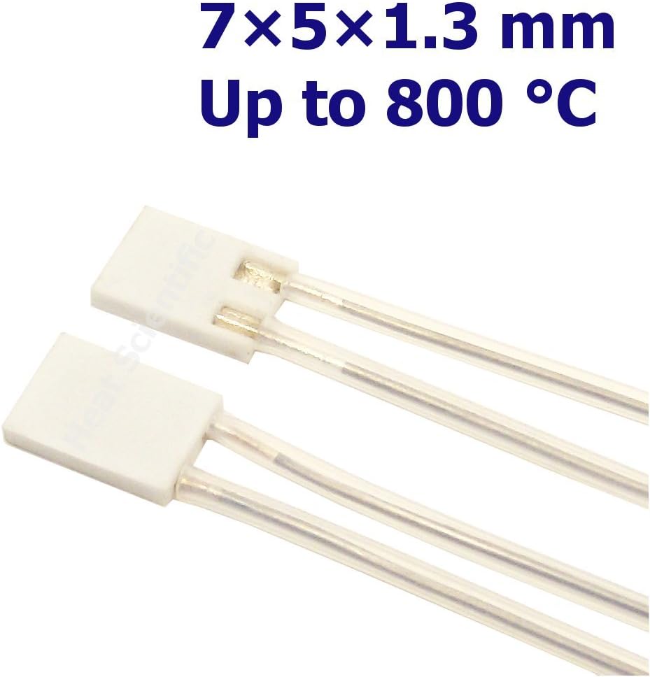 Heat Scientific® MCH Metal Ceramic Heater | 07x05x1.3mm | Pack of 2 | up to 800 °C | Flat Heating Plate | Resistive Heater