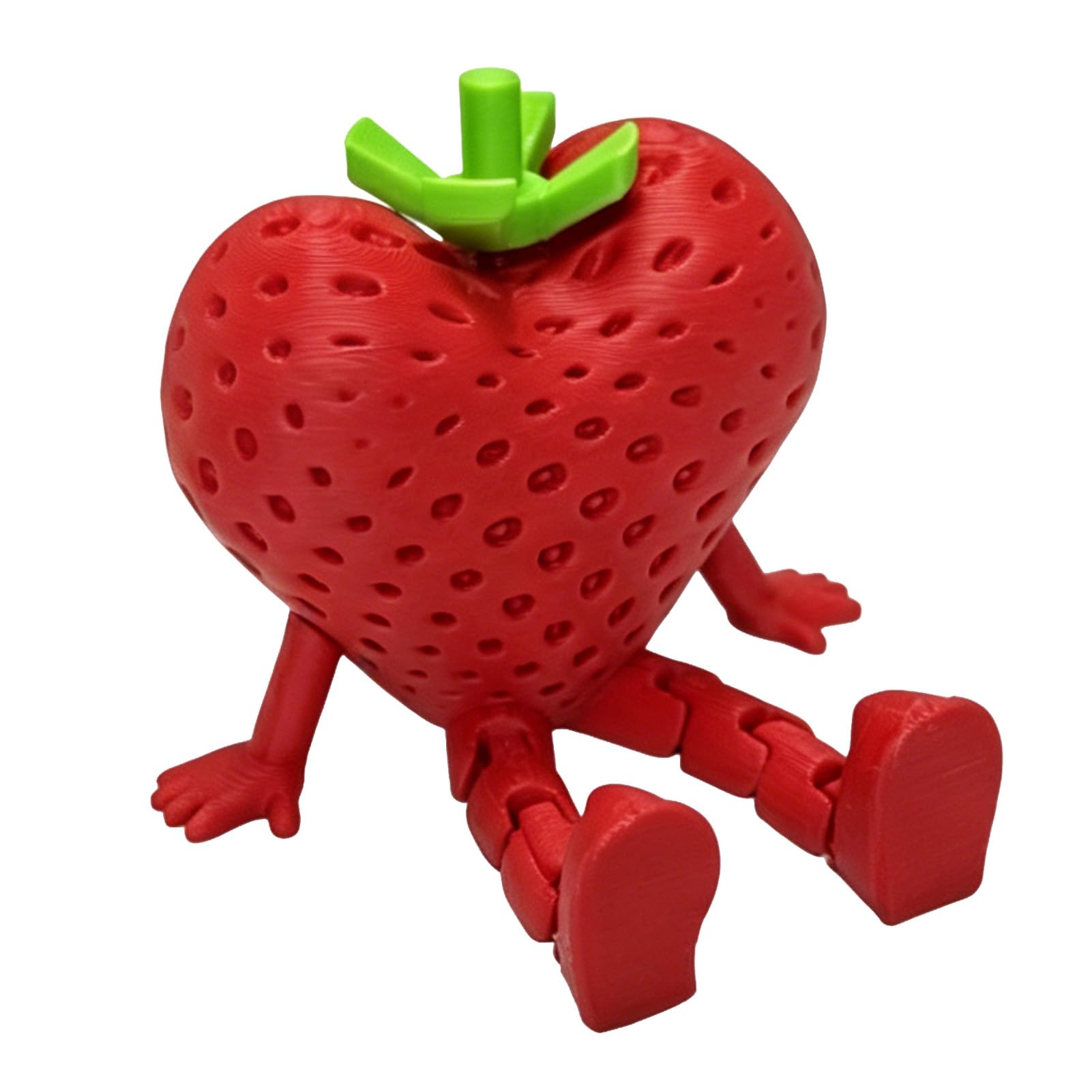 RetroNest 3D Printed Strawberry Figurine with Movable Joints, Red Articulated Fruit Toy for Home Office Desk Decor, 6cm Collectible Sensory PLA Model Gift Red