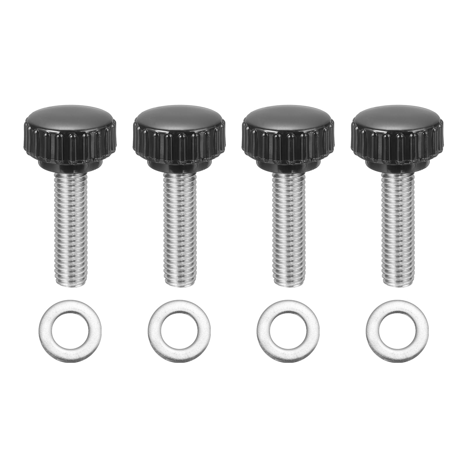 sourcing map 4Pcs Knurled Clamping Knobs, M8 x 30mm Metric 304 Stainless Steel Male Thread Thumb Screws 22mm Width Knurled Handle Bolts Grip with Washers for Machine Umbrella Base Replacement