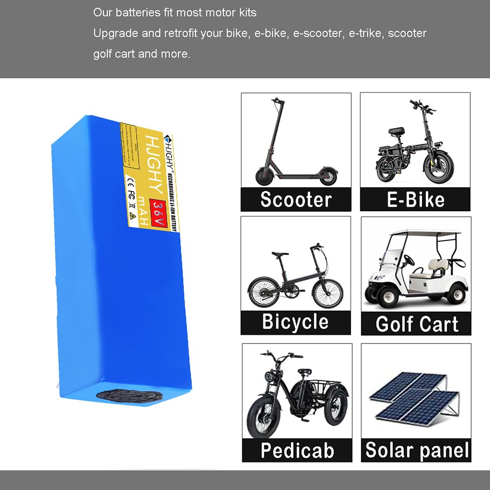 Paquete de baterías de Litio de 36 V y 15 Ah, 20 Ah, 25 Ah o 30 Ah con Cargador de 42 V y 2 A para Motor de Bicicleta o Patinete eléctrico de 1000 W.