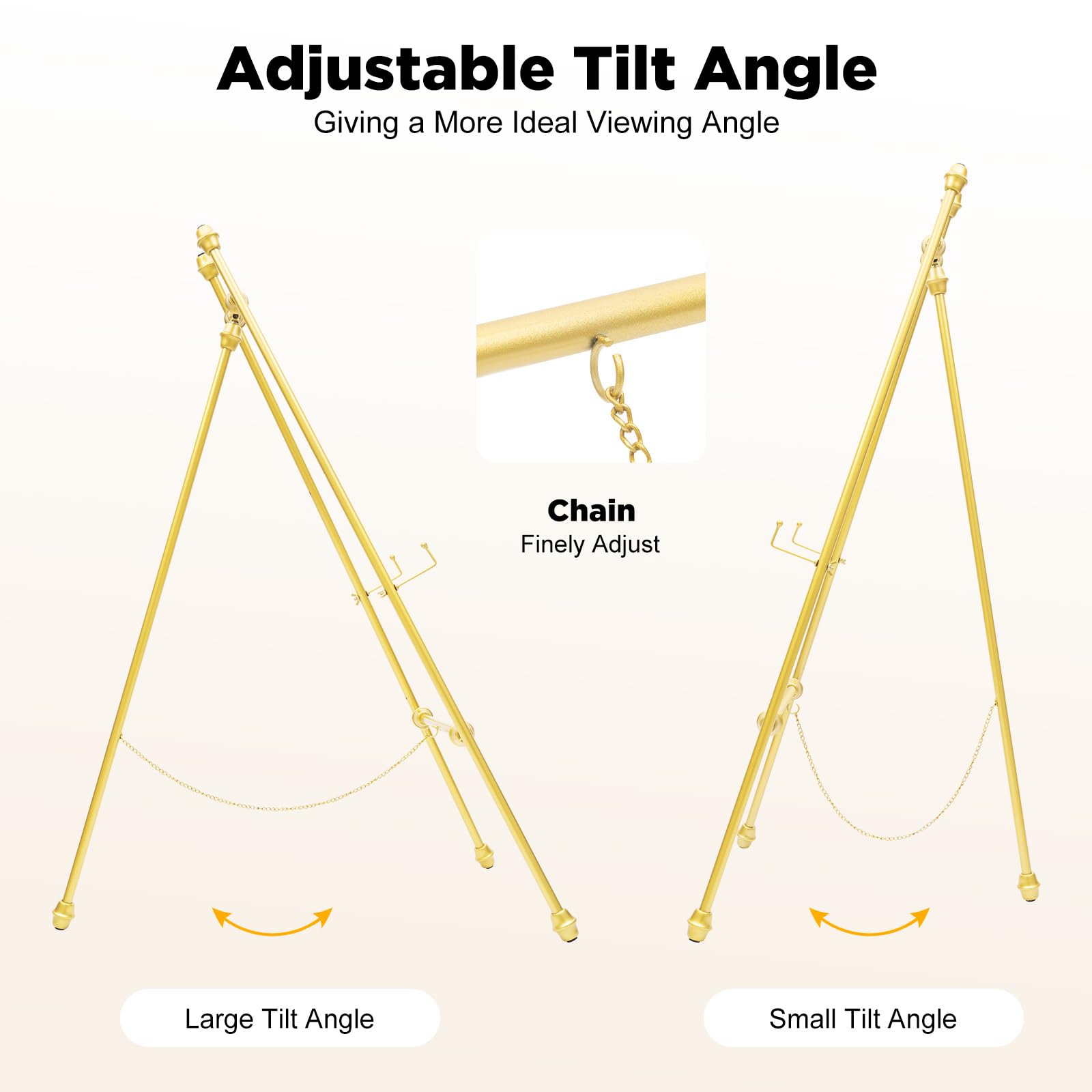 Caballete de caballete, 2 unidades de 118 cm, metal, portátil, para suelo, posiciones ajustables con orificios/inclinación, para bodas, carteles de bienvenida, pantallas
