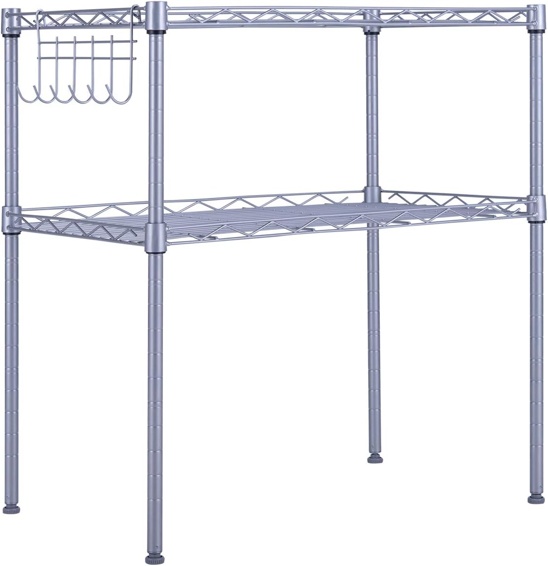 SINGAYE 2 Tier Adjustable Storage Rack Bakerโs Rack Kitchen Storage Rack Kitchen Shelving Unit with 2 Shelf Liners