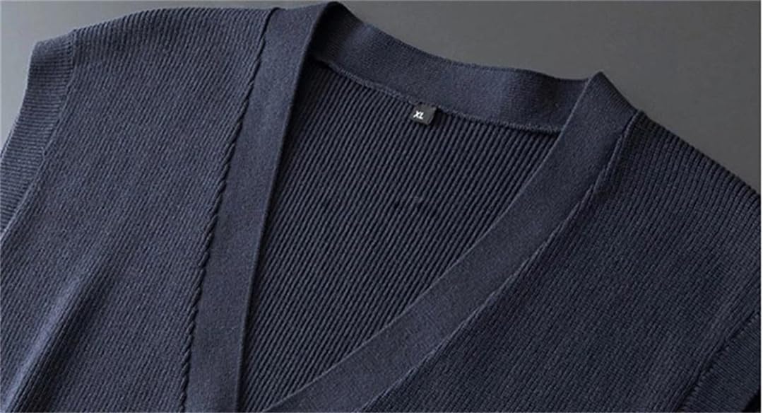 Chaleco de lana para hombre, color liso, sin mangas, suéter de punto, talla grande, cuello en V, informal, con botones
