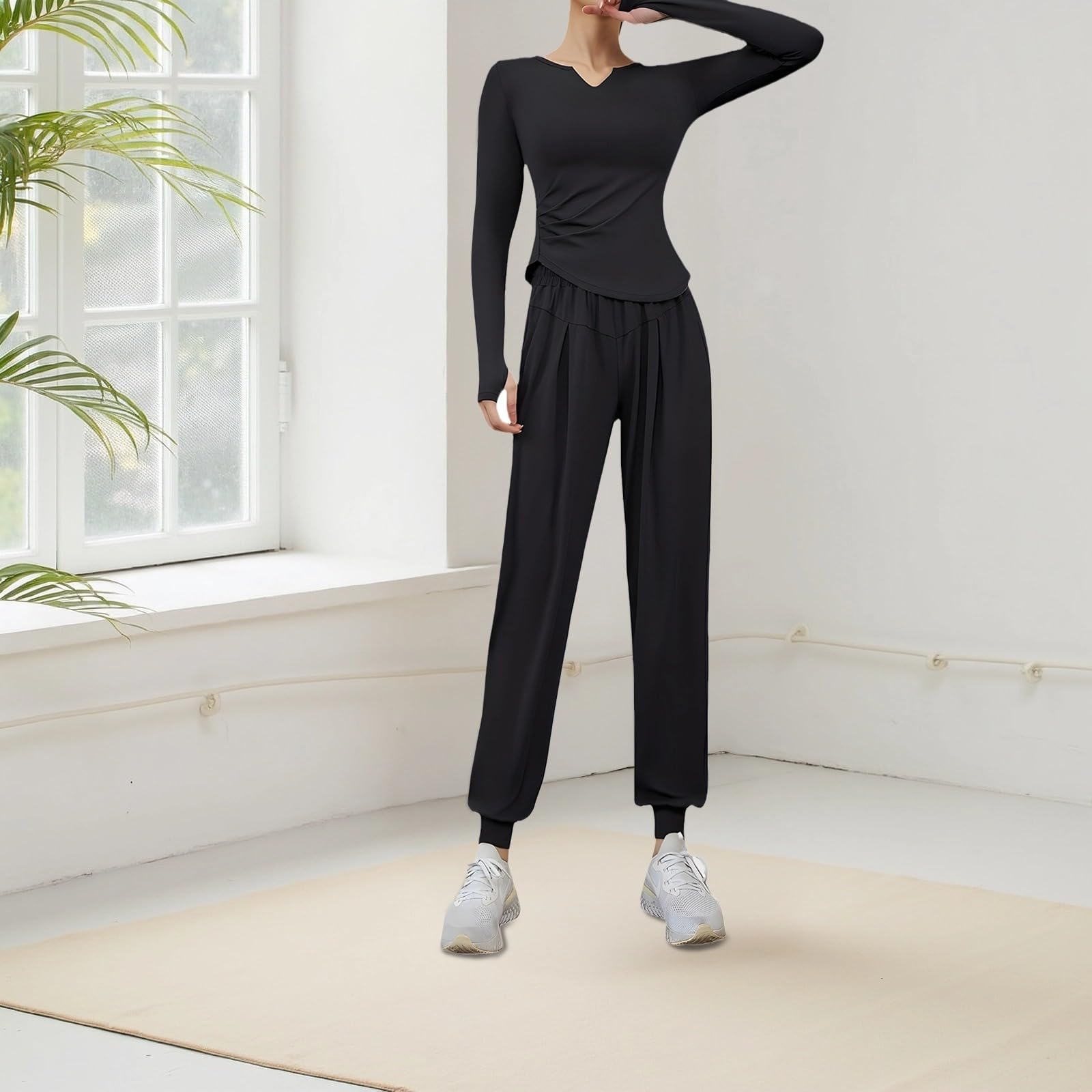 Xxl - Conjunto de 3 piezas de yoga y gimnasio para mujer, leggings, top corto y chaqueta, tela transpirable que controla la humedad, Negro, Talla única