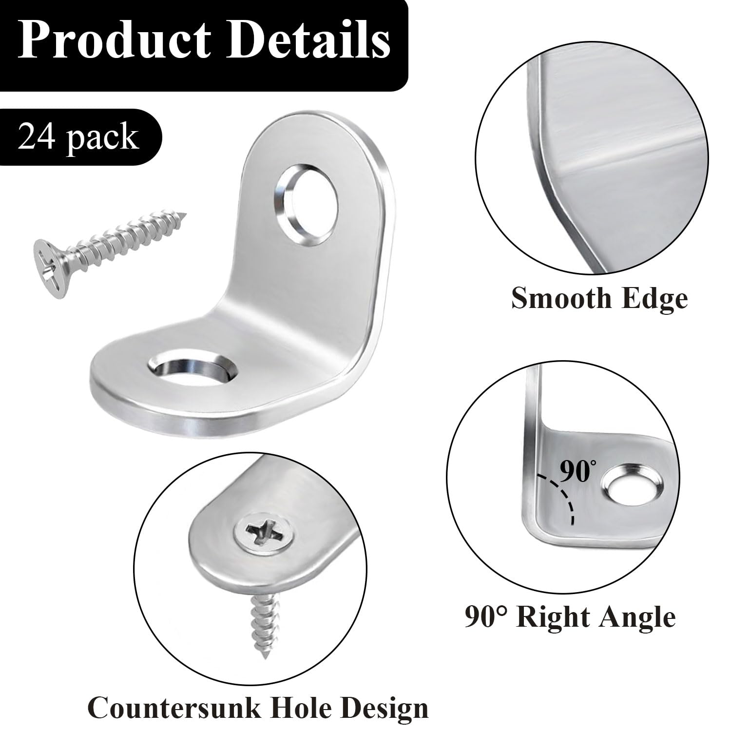Wopanxye 24pcs Angle Brackets, 16x20mm Right Corner L Bracket - Image 3