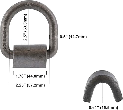 Miniatura 2 de Anillo de montaje forjado con soldadura de amarre de 12 pulgada. Resistencia a la rotura 12.000 libras. - Paquete de 20 unidades.