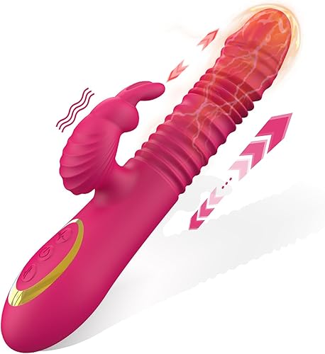 Vibrador de conejo con función de calefacción y orejas de conejo para estimulación del punto G del clítoris, consolador con 10 potentes vibraciones