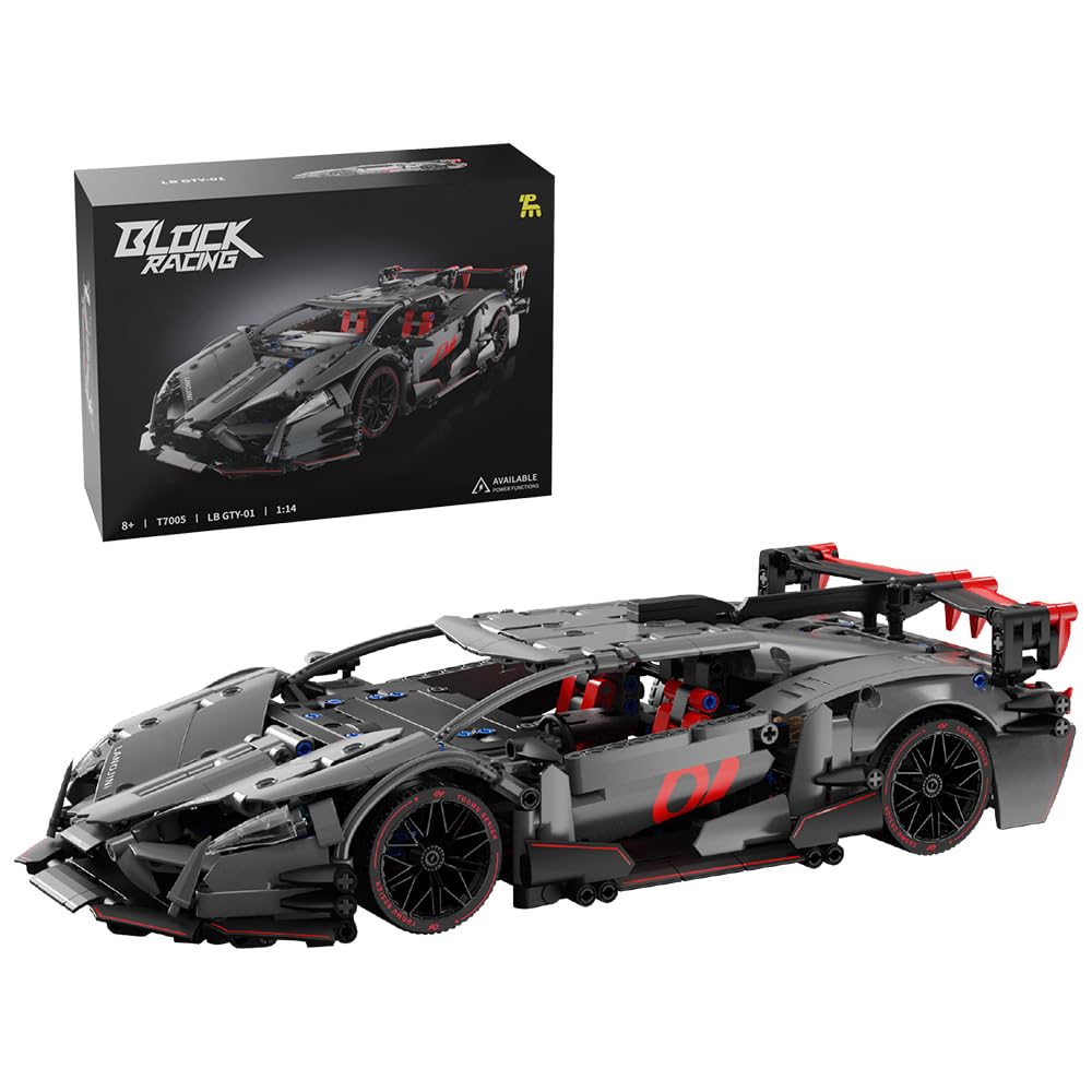 RiceBlockRacing Sports Car Building Blocks Set, 1:14 Scale Model Speed Champions Car, Gifts for Boys Age 8+, 991 Pieces Compatible with Lego