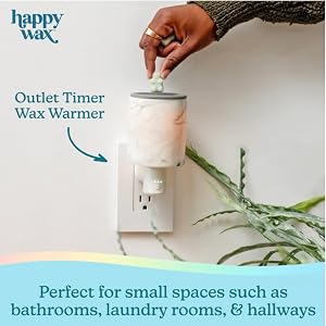 Happy Wax Black Outlet Timer Warmer for Scented Wax - Compact Ceramic Wall Plug in Wax Melt Warmer w/Timer - Wax Melter for Home Fragrance - Small Wax Warmer w/Removable Silicone Dish Happy Wax Black Outlet Timer Warmer for Scented Wax Compact Ceramic Wall Plug in Wax Melt Warmer wTimer Wax Melter for Home Fragrance Small Wax Warmer wRemovable Silicone Dish