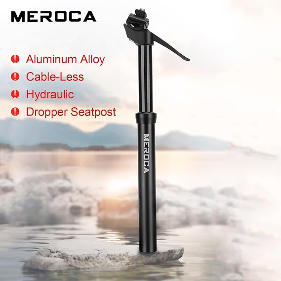 MEROCA Upgraded Speed Up 27.2mm/30.9mm/31.6mm Cable-Less Hydraulic Dropper Seatpost, 100mm/125mm Travel Dropper Post for MTB/E-Bike/Road Bike