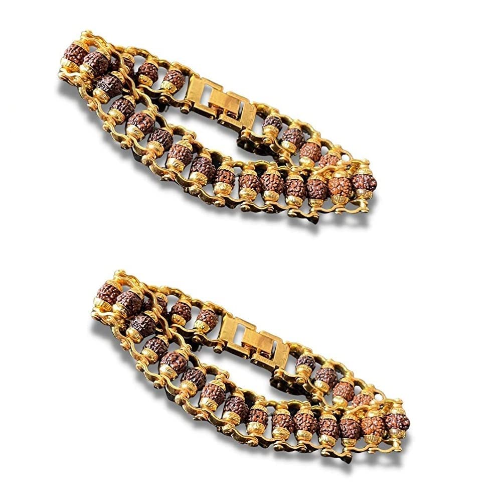 ARNAV Gold Plated Modern Rudraksha Bracelet For Men Pac of 2 (B0BYDT75YR) Amazon Price History, Amazon Price Tracker