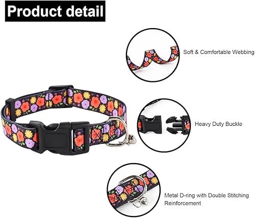 Miniatura 5 de NISIYE Collar de perro ajustable con diseño de campana, diseño especial, ultra cómodo, suave, de nailon, transpirable, para perros pequeños,