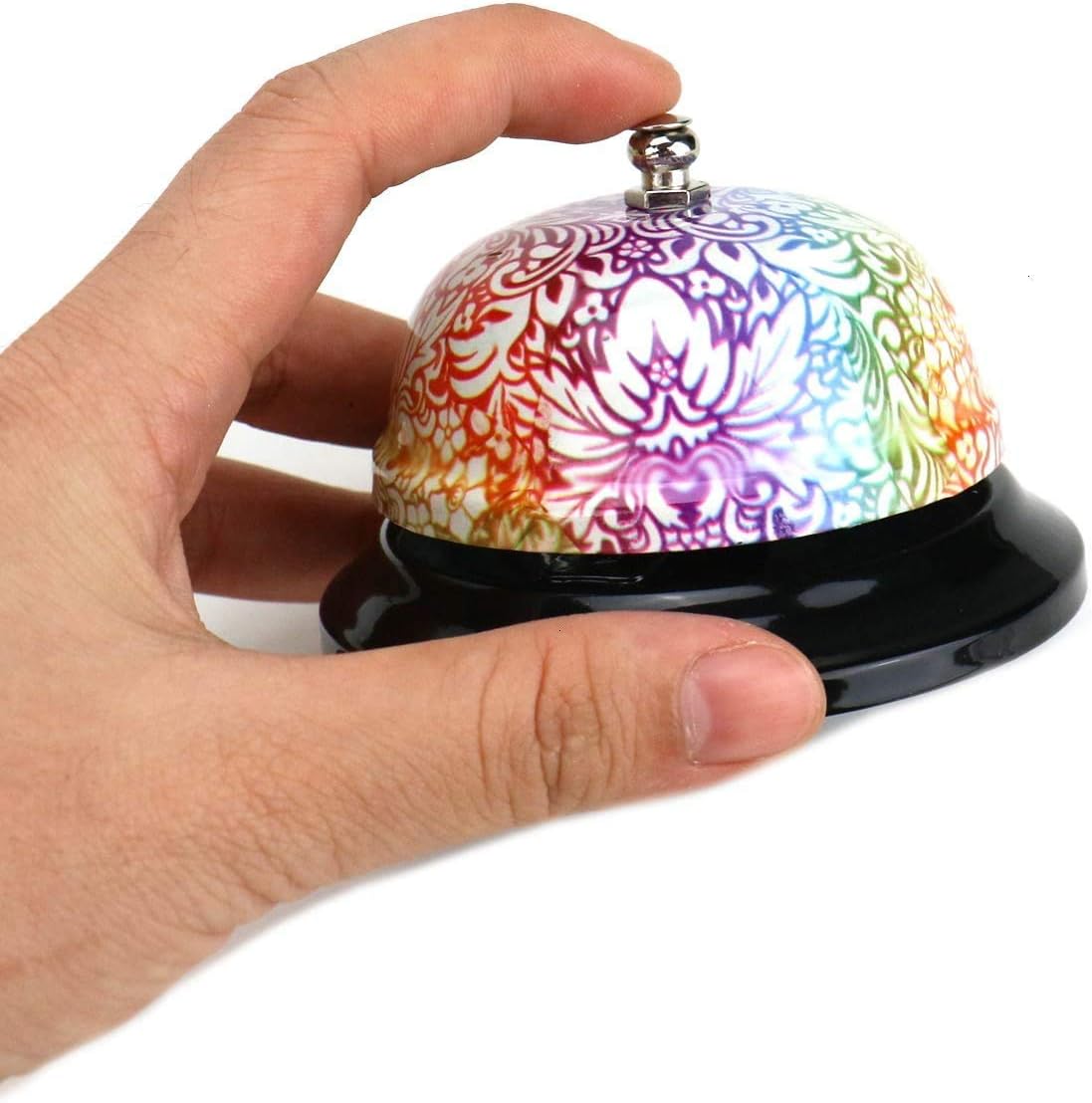 Floral Desktop Bell - Steel Ring Bell Dinner Service Bell for Desk, Front Desk Bell for Reception Hotels, Restaurants & Stores - Classroom Bell Ringer Attention Bell - Ringer Bell to Ring for Service : Office Products