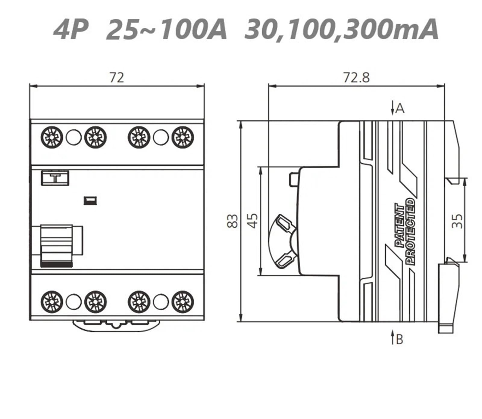 1 szt. Wyłącznik różnicowoprądowy RCD 2P 4P 30mA 100mA 300mA Elektromechaniczny RCCB Typ A 40A 63A 80A100A szyna DIN 220V 10KA(4P, 40A 300mA)