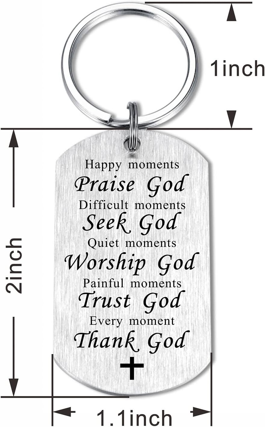 SOUSYOKYO Religious Keychain Christian Gift for Women Men, Godly Ideas, Thank God Spiritual, Bible Verse Healing, Religion Halloween Christmas - Image 2