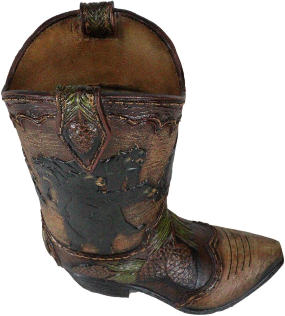 Ebros Gift Rustic Western Black Bear Family with Pine Cones Forest Cowboy Cowgirl Boot Decorative Figurine Or Floral Vase Planter Tooled Leather Finish Table Shelf Countertop Accent