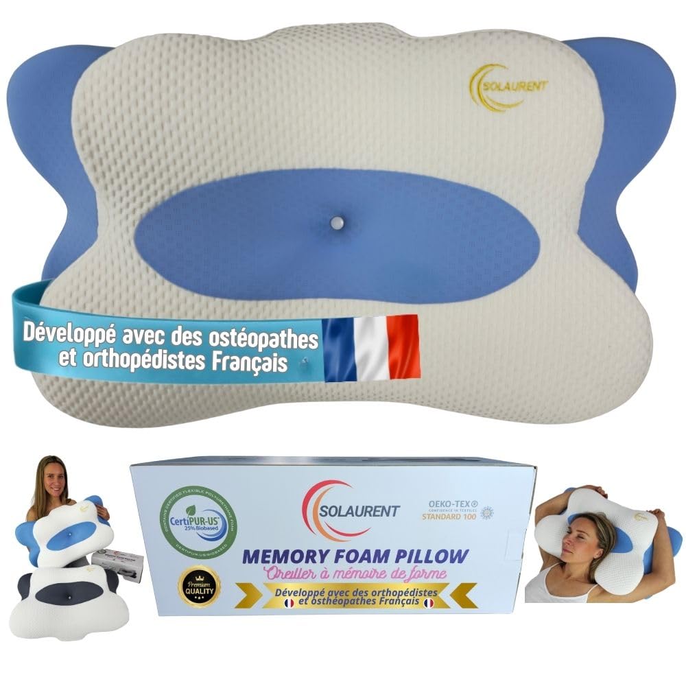 MorphéaLux® Oreiller Ergonomique Cervical Anti-Douleur, Coussin Nuque Orthopédique, Forme Papillon Toute Position, Anti-Ronflement et Apnée Positionnelle