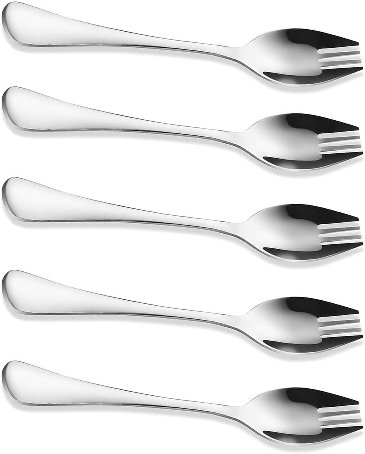 5 Pcs Sporks, Camping Spork, Sporks Mirror Polished Finish Long Handle Spoon Fork Camping Cutlery Spoon Fork Portable Travel Fork for Ice Cream Home Use and Outdoor Camping