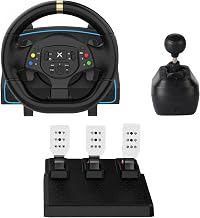 DOYO 1080° Gaming Racing Wheel with H-Shifter & 3 Hall Effect Pedals, Dual Vibration Feedback Paddle Shifters, Professional Sim Driving Gaming Steering Wheel for PC