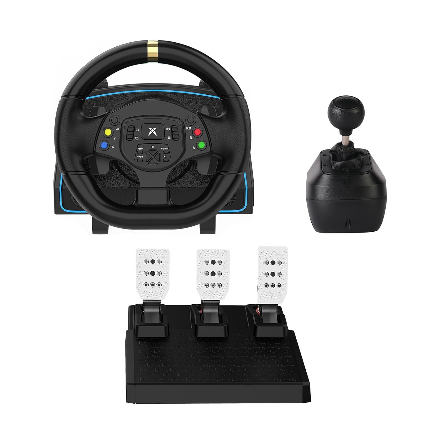 DOYO Gaming Steering Wheel with Pedals and Shifter, 1080° Racing Wheel with Paddle Shifters, Hall Effect Pedals, Vibration Feedback, Magnetic Induction Sim Steering Wheel for PC