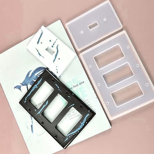 Miniatura 5 de 4 piezas de molde de silicona de resina para panel de interruptor de luz, cubierta de interruptor de salida de luz, molde de resina rectangular,