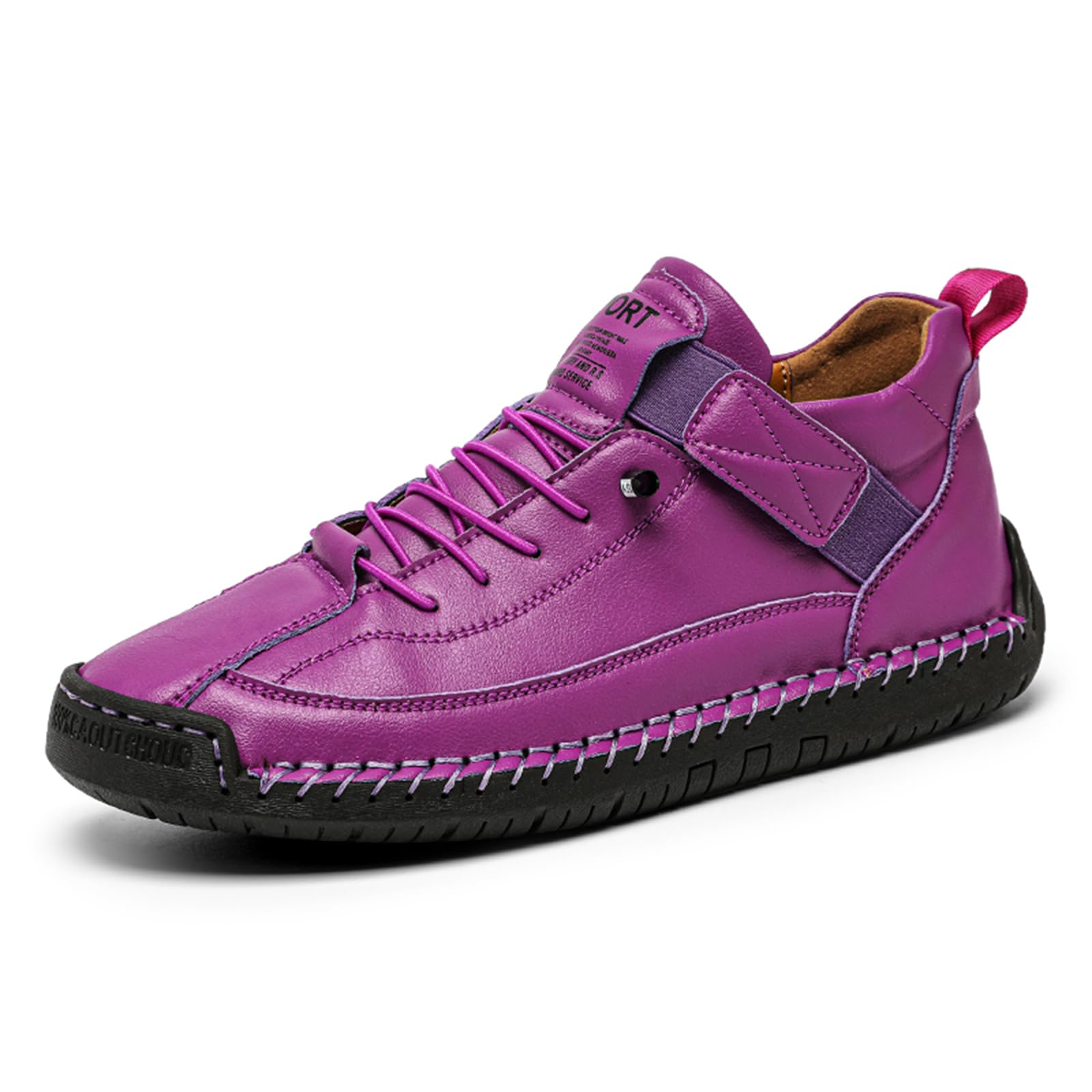 Womens Hand-stitched Chukka Ankle Boots Retro Elastic Lace Up Mid top Sneakers Casual Comfort Slip-On Outdoor Flat Walking