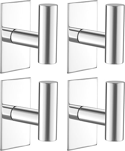 VAEHOLD Ganchos para toallas de pared, resistentes al agua, para colgar abrigos, ropa, armario para cocina (cromado, paquete de 4)