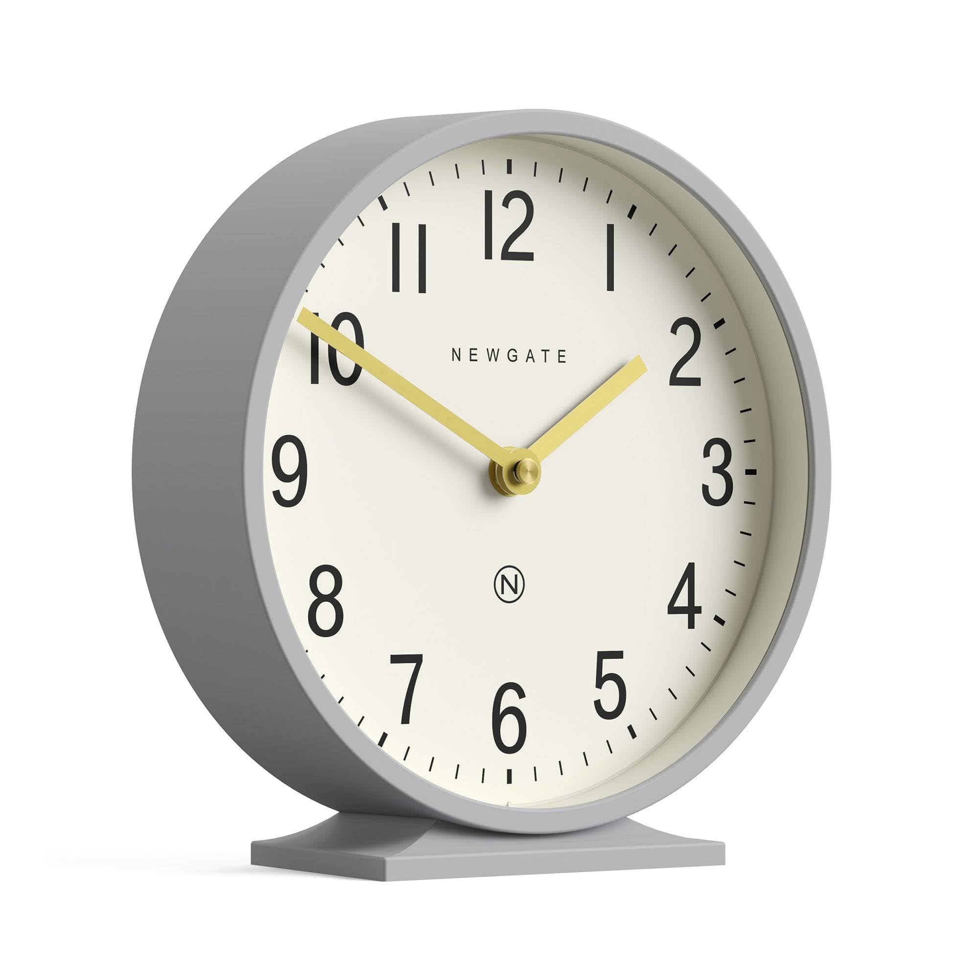 Newgate Grey Newgate® Q Mantel Clock | Modern Classic Round Mantel Clock | Clockwork | Contemporary Style For Mantel, Desk, Table, Shelf Or Bedside