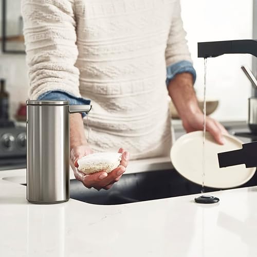 Miniatura 6 de simplehuman Dispensador de bomba de jabón líquido con sensor recargable sin contacto de 14 oz, acero inoxidable cepillado